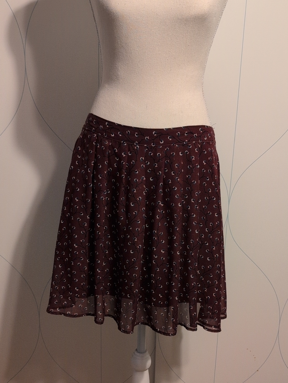 4/$20 Women's Burgundy Printed Skater Skirt